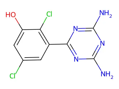 Phenol, 3-(4,6-diamino-s-triazinyl)-2,5-dichloro- structure