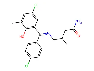 4-(((5-Chloro-2-hydroxy-3-methylphenyl)(4-chlorophenyl)methylene)amino)-3-methylbutanamide structure