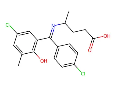 4-(((5-Chloro-2-hydroxy-3-methylphenyl)(4-chlorophenyl)methylene)amino)pentanoic acid structure