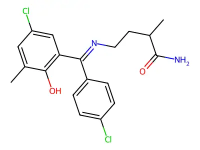 4-(((5-Chloro-2-hydroxy-3-methylphenyl)(4-chlorophenyl)methylene)amino)-2-methylbutanamide structure
