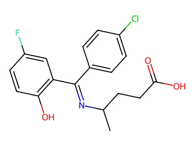 4-(((4-Chlorophenyl)(5-fluoro-2-hydroxyphenyl)methylene)amino)pentanoic acid structure