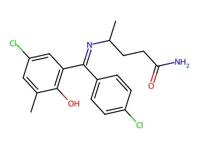 4-(((5-Chloro-2-hydroxy-3-methylphenyl)(4-chlorophenyl)methylene)amino)pentanamide structure