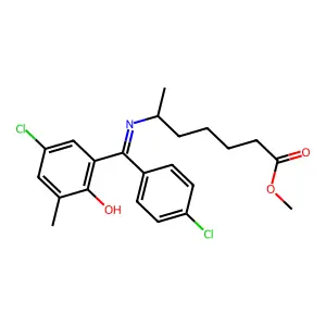 Methyl 6-(((5-chloro-2-hydroxy-3-methylphenyl)(4-chlorophenyl)methylene)amino)heptanoate structure