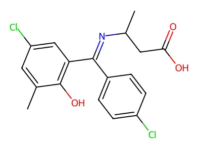3-(((5-Chloro-2-hydroxy-3-methylphenyl)(4-chlorophenyl)methylene)amino)butanoic acid structure