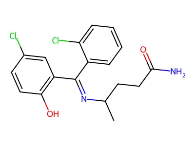 4-(((5-Chloro-2-hydroxyphenyl)(2-chlorophenyl)methylene)amino)pentanamide structure