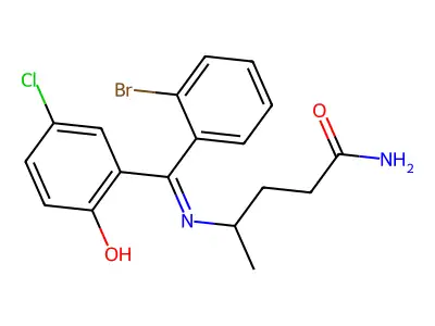4-(((2-Bromophenyl)(5-chloro-2-hydroxyphenyl)methylene)amino)pentanamide structure