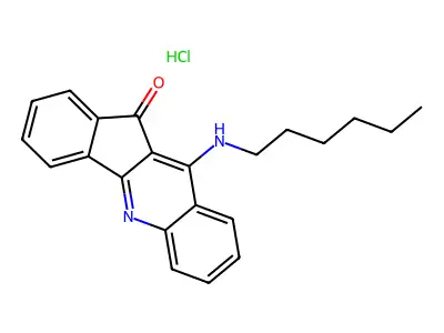 11H-Indeno(1,2-b)quinolin-11-one, 10-(hexylamino)-, monohydrochloride structure