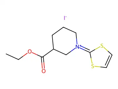 Piperidinium, 1-(1,3-dithiol-2-ylidene)-3-(ethoxycarbonyl)-, iodide structure