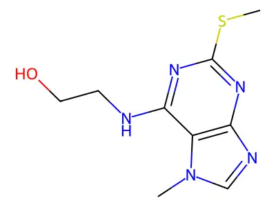 Ethanol, 2-((7-methyl-2-(methylthio)-7H-purin-6-yl)amino)- structure
