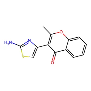 4H-1-Benzopyran-4-one, 3-(2-amino-4-thiazolyl)-2-methyl- structure