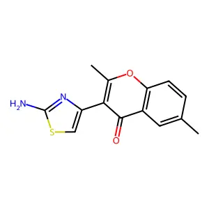 4H-1-Benzopyran-4-one, 3-(2-amino-4-thiazolyl)-2,6-dimethyl- structure