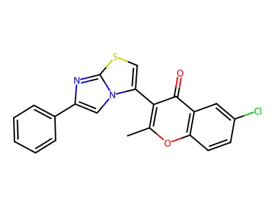 4H-1-Benzopyran-4-one, 6-chloro-2-methyl-3-(6-phenylimidazo(2,1-b)thiazol-3-yl)- structure