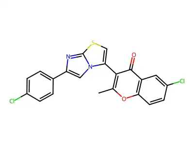 4H-1-Benzopyran-4-one, 6-chloro-3-(6-(4-chlorophenyl)imidazo(2,1-b)thiazol-3-yl)-2-methyl- structure