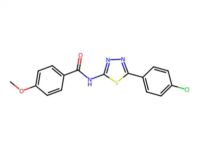 N-[5-(4-chlorophenyl)-1,3,4-thiadiazol-2-yl]-4-methoxybenzamide structure