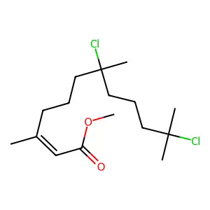 2-Dodecenoic acid, 7,11-dichloro-3,7,11-trimethyl-, methyl ester structure