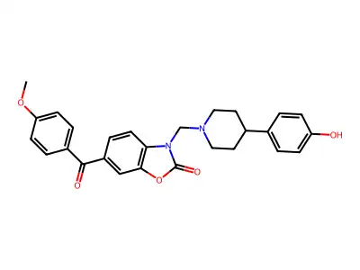 2(3H)-Benzoxazolone, 3-((4-hydroxy-4-phenyl-1-piperidinyl)methyl)-6-(4-methoxybenzoyl)- structure