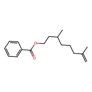 7-Octen-1-ol, 3,7-dimethyl-, 1-benzoate, (-)- structure