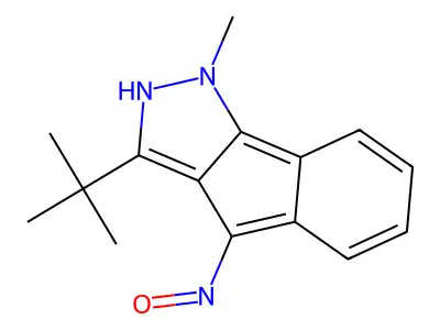 3-tert-butyl-1-methyl-4-nitroso-2H-indeno[1,2-c]pyrazole structure
