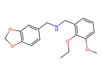 1-(1,3-benzodioxol-5-yl)-N-[(2-ethoxy-3-methoxyphenyl)methyl]methanamine structure