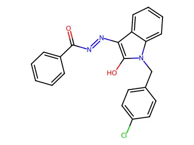 N'-[(3Z)-1-[(4-Chlorophenyl)methyl]-2-oxo-2,3-dihydro-1H-indol-3-ylidene]benzohydrazide structure