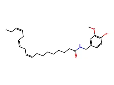 N-[(4-hydroxy-3-methoxyphenyl)methyl]octadeca-9,12,15-trienamide structure