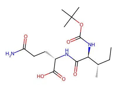 (Tert-butoxycarbonyl)-L-isoleucyl-L-glutamine structure