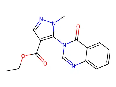Pyrazole-4-carboxylic acid, 5-(3,4-dihydro-4-oxoquinazolin-3-yl)-1-methyl-, ethyl ester structure