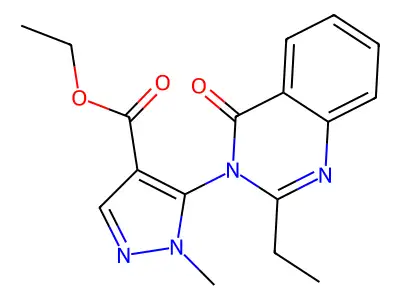 Pyrazole-4-carboxylic acid, 5-(3,4-dihydro-2-ethyl-4-oxoquinazolin-3-yl)-1-methyl-, ethyl ester structure