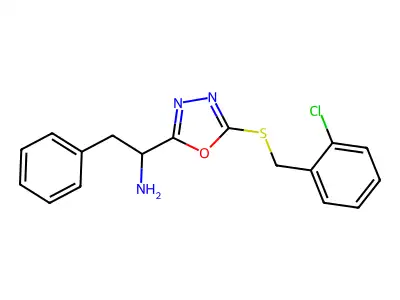 1-{5-[(2-Chlorobenzyl)sulfanyl]-1,3,4-oxadiazol-2-yl}-2-phenylethanamine structure