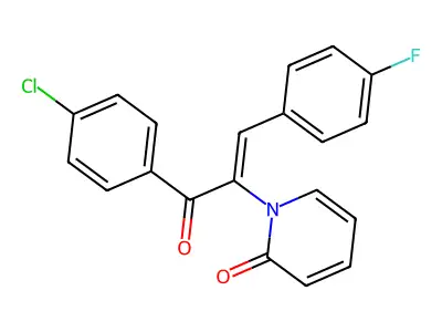 1-[3-(4-Chlorophenyl)-1-(4-fluorophenyl)-3-oxoprop-1-en-2-yl]pyridin-2-one structure
