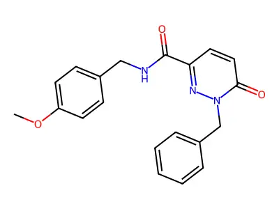 1-benzyl-N-[(4-methoxyphenyl)methyl]-6-oxopyridazine-3-carboxamide structure