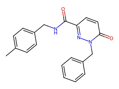 1-benzyl-N-[(4-methylphenyl)methyl]-6-oxopyridazine-3-carboxamide structure