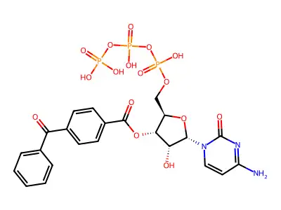 3'-O-(4-苯甲酰)苯甲酰胞苷-5'-三磷酸酯 structure