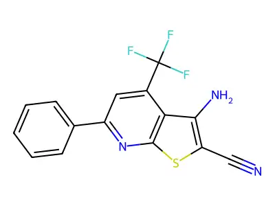3-Amino-6-phenyl-4-(trifluoromethyl)thieno[2,3-b]pyridine-2-carbonitrile structure