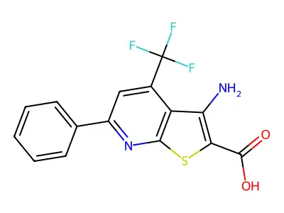 3-Amino-6-phenyl-4-(trifluoromethyl)thieno[2,3-b]pyridine-2-carboxylic acid structure