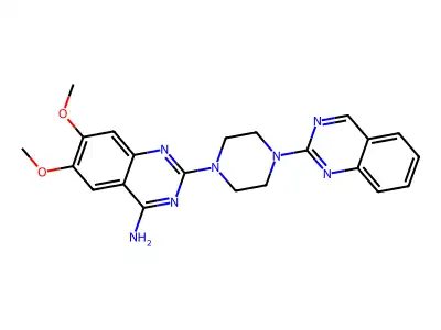 4-Quinazolinamine, 6,7-dimethoxy-2-(4-(2-quinazolinyl)-1-piperazinyl)- structure