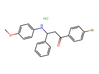 1-(4-Bromophenyl)-3-(4-methoxyanilino)-3-phenylpropan-1-one;hydrochloride structure