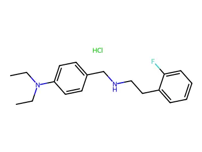 N,N-diethyl-4-({[2-(2-fluorophenyl)ethyl]amino}methyl)aniline hydrochloride structure