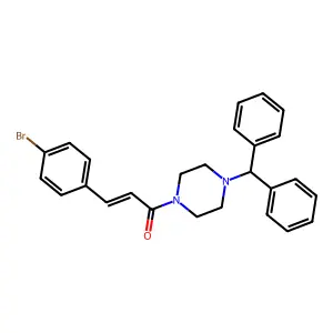 (E)-1-(4-benzhydrylpiperazin-1-yl)-3-(4-bromophenyl)prop-2-en-1-one structure