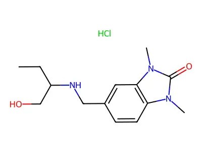 5-(((1-hydroxybutan-2-yl)amino)methyl)-1,3-dimethyl-1H-benzo[d]imidazol-2(3H)-one hydrochloride structure
