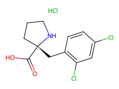 (R)-2-(2,4-Dichlorobenzyl)pyrrolidine-2-carboxylic acid hydrochloride structure