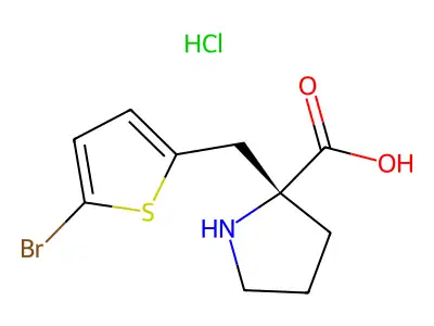 (R)-alpha-(5-bromo-2-thiophenylmethyl)-proline-HCl structure