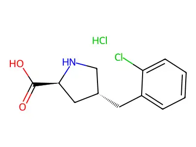(4R)-4-((2-Chlorophenyl)methyl)-L-proline--hydrogen chloride (1/1) structure
