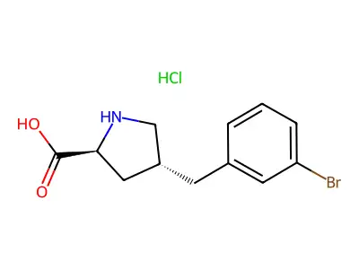 (2S,4R)-4-(3-Bromobenzyl)pyrrolidine-2-carboxylic acid hydrochloride structure