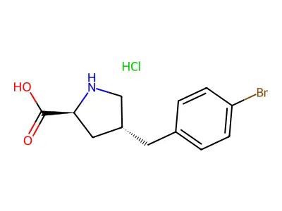 (2S,4R)-4-(4-Bromobenzyl)pyrrolidine-2-carboxylic acid hydrochloride structure