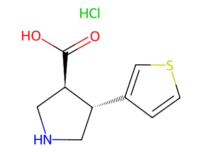 (3S,4R)-4-Thiophen-3-ylpyrrolidine-3-carboxylic acid;hydrochloride structure