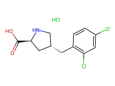 (2S,4R)-4-(2,4-Dichlorobenzyl)pyrrolidine-2-carboxylic acid hydrochloride structure