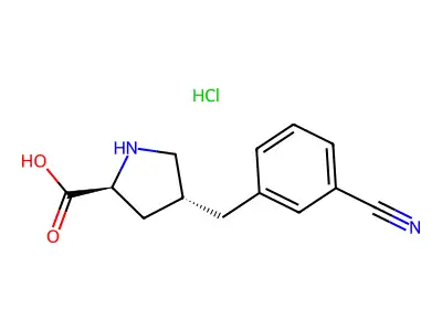 (2S,4R)-4-(3-Cyanobenzyl)pyrrolidine-2-carboxylic acid hydrochloride structure