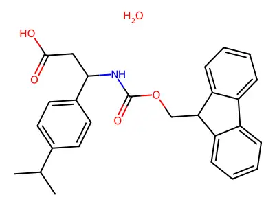 3-{[(9H-Fluoren-9-ylmethoxy)carbonyl]amino}-3-(4-isopropylphenyl)propanoic acid hydrate structure