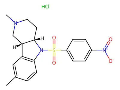 Pyrido[4,3-b]indole, 1,2,3,4,4a,9b-hexahydro-2,8-dimethyl-5-(4-nitrophenylsulfonyl)- structure